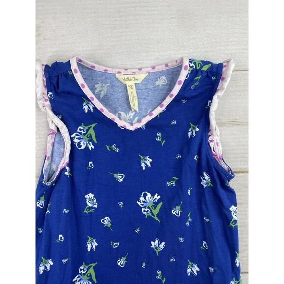 Matilda Jane Dress Girls Size 12 Blue Floral Ruffle Cap Sleeve Crochet Trim Hem - Picture 2 of 8